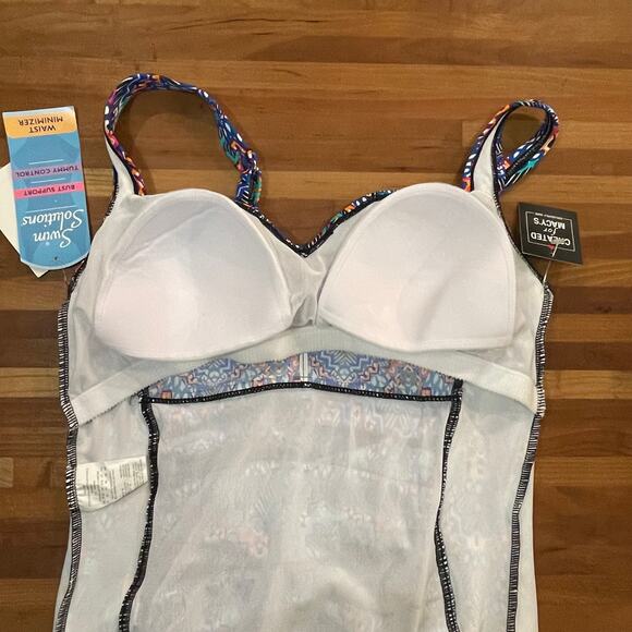 Swim Solutions Women's Tummy-Control Shirred One-Piece Swimsuit 12 - Picture 5 of 9